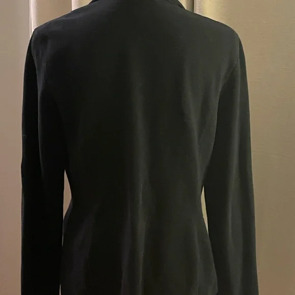 Lauren Ralph Lauren Women’s Navy Blazer Knit Cotton Size L Preppy Versatile - Picture 2 of 4